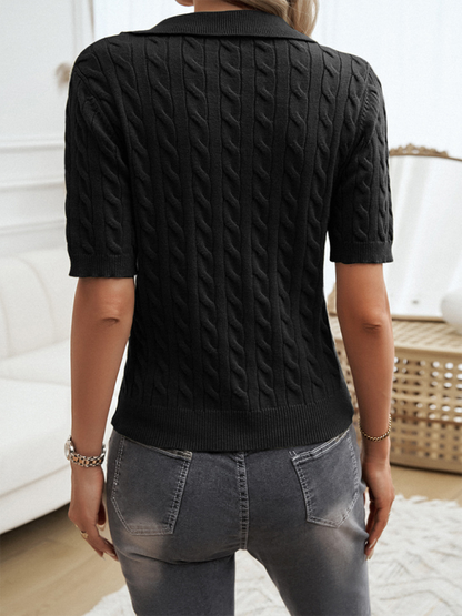 Sweaters Top- Cable Knit Top Sweater Polo for Women- - IndioGear.com