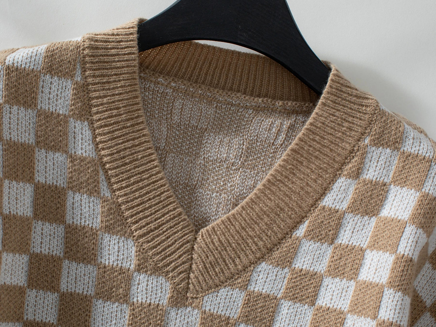 Sweaters- Winter Classic Checkered V-Neck Sweater- - IndioGear.com