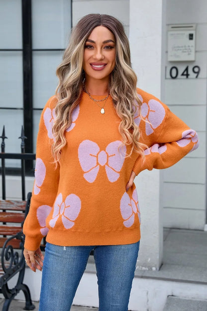 Sweaters- Women Bow Knitted Jumper for Trendy Winter Looks- - IndioGear.com