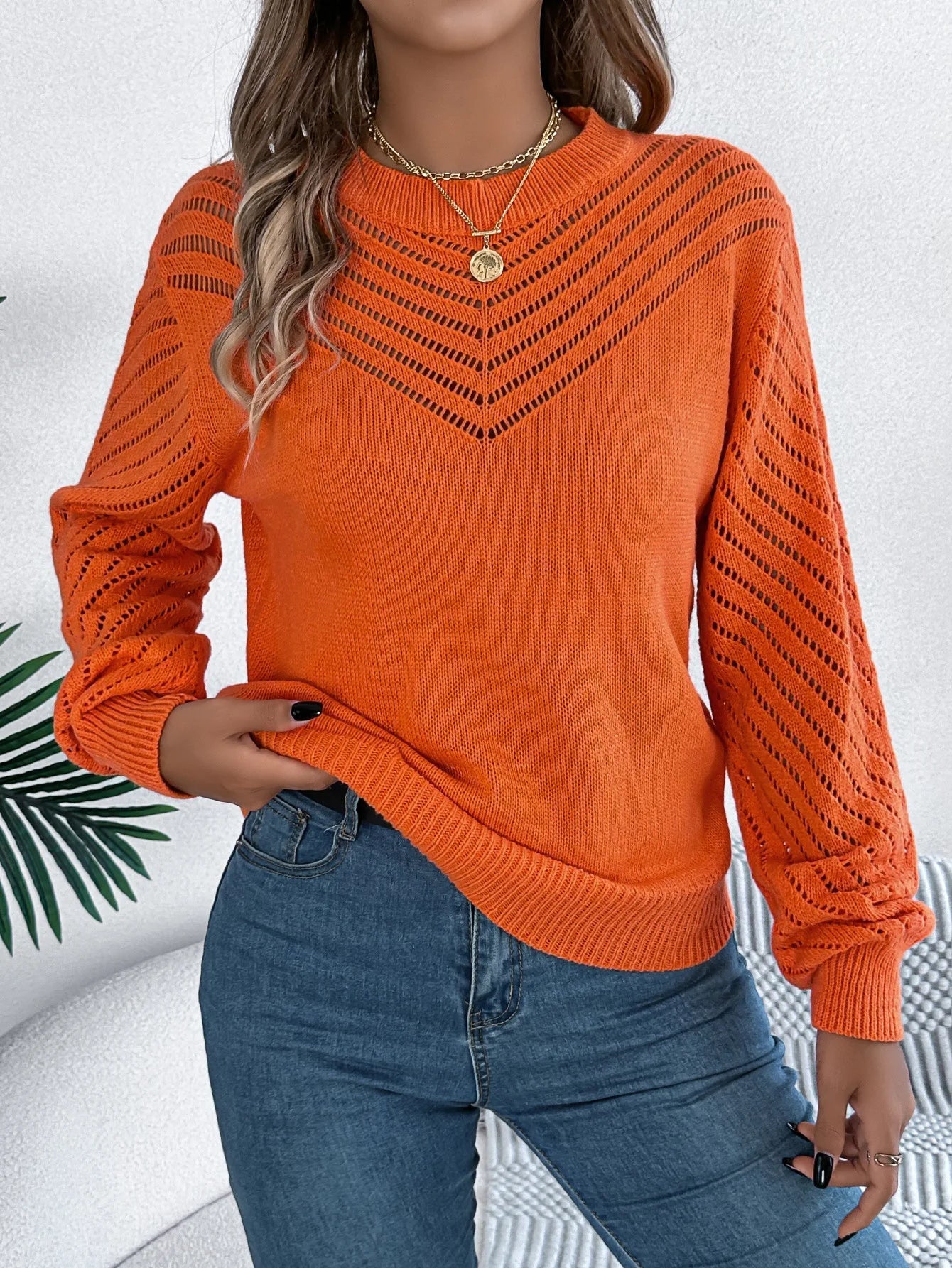 Sweaters- Women Chevron Knit Sweater for Fall- - IndioGear.com