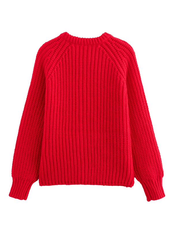 Sweaters- Women Red Ribbed Cardigan for Layering- - IndioGear.com