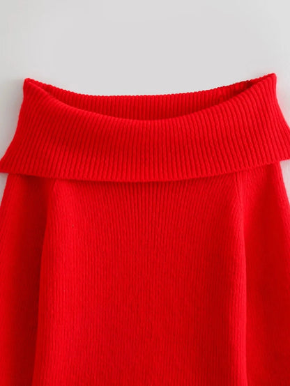 Sweaters- Women's Off-Shoulder Knit Sweater for Fall Days- - IndioGear.com