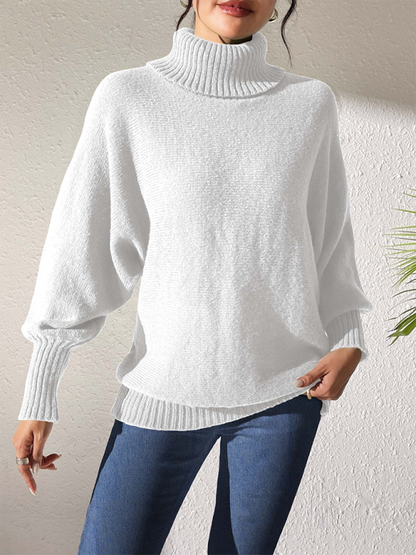 Sweaters- Women’s Solid Knitting Jumper – Warm Turtleneck Sweater for Winter- - IndioGear.com