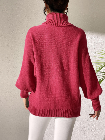 Sweaters- Women’s Solid Knitting Jumper – Warm Turtleneck Sweater for Winter- - IndioGear.com