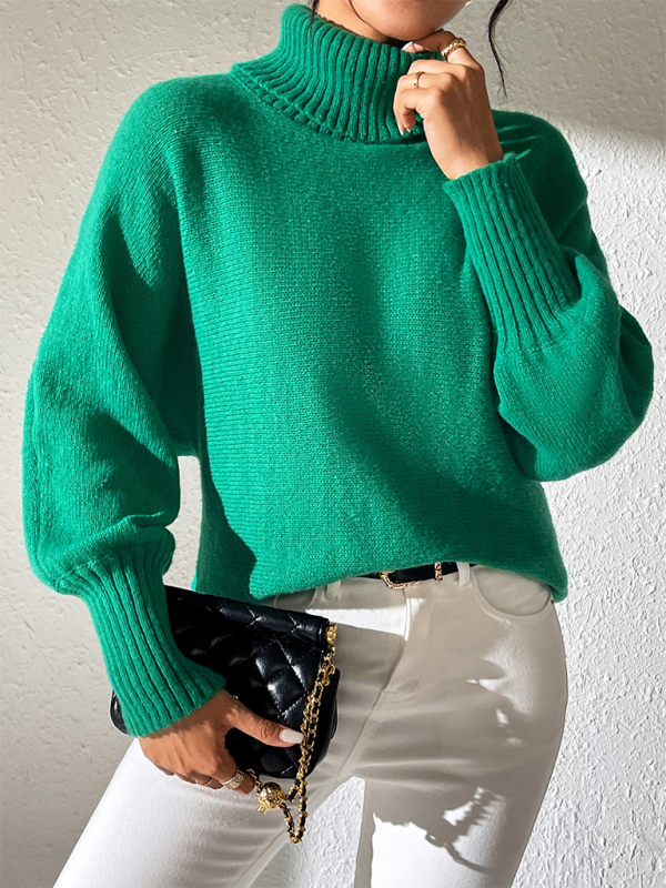 Sweaters- Women’s Solid Knitting Jumper – Warm Turtleneck Sweater for Winter- - IndioGear.com