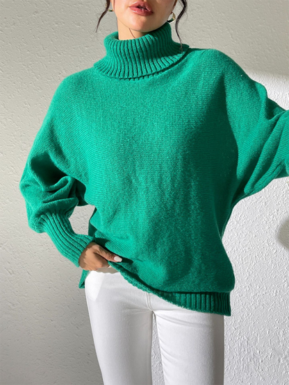 Sweaters- Women’s Solid Knitting Jumper – Warm Turtleneck Sweater for Winter- - IndioGear.com