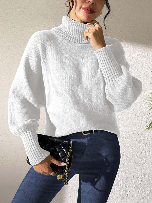 Sweaters- Women’s Solid Knitting Jumper – Warm Turtleneck Sweater for Winter- - IndioGear.com