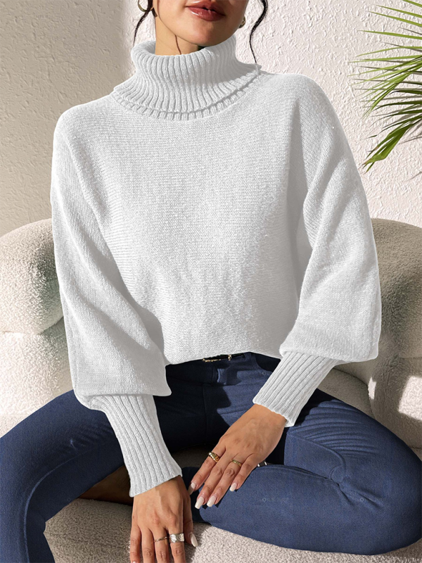 Sweaters- Women’s Solid Knitting Jumper – Warm Turtleneck Sweater for Winter- - IndioGear.com