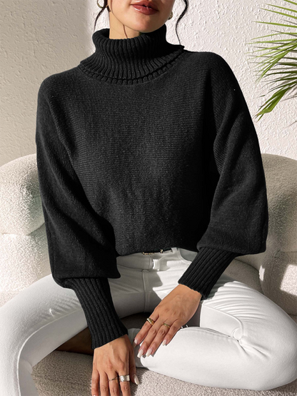 Sweaters- Women’s Solid Knitting Jumper – Warm Turtleneck Sweater for Winter- - IndioGear.com