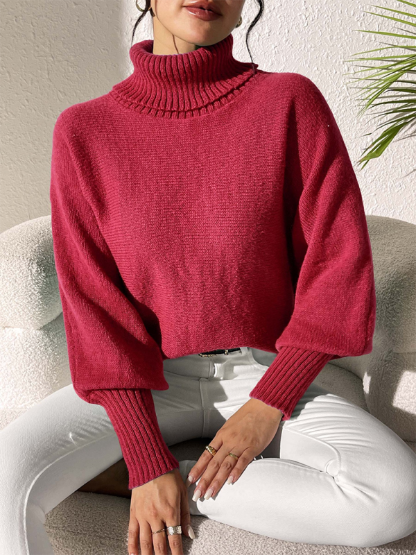 Sweaters- Women’s Solid Knitting Jumper – Warm Turtleneck Sweater for Winter- - IndioGear.com