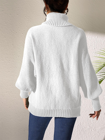 Sweaters- Women’s Solid Knitting Jumper – Warm Turtleneck Sweater for Winter- - IndioGear.com