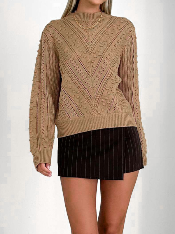 Sweaters- Women's Textured Fall Cable Knit Sweater- - IndioGear.com