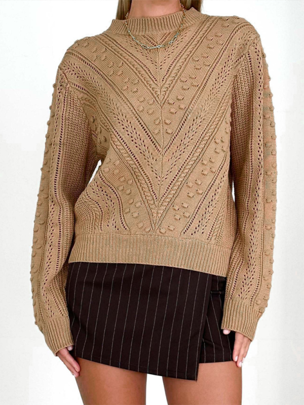 Sweaters- Women's Textured Fall Cable Knit Sweater- - IndioGear.com