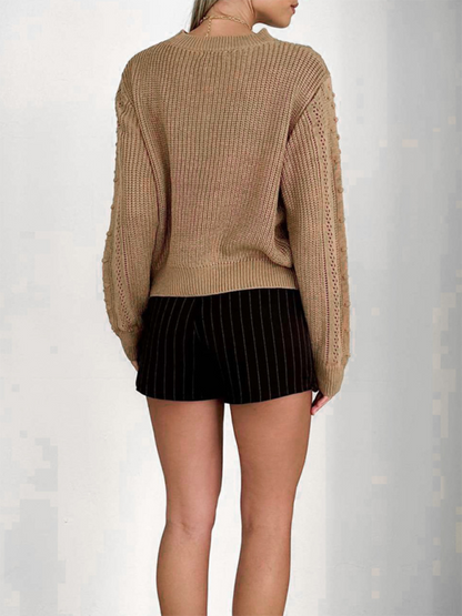 Sweaters- Women's Textured Fall Cable Knit Sweater- - IndioGear.com