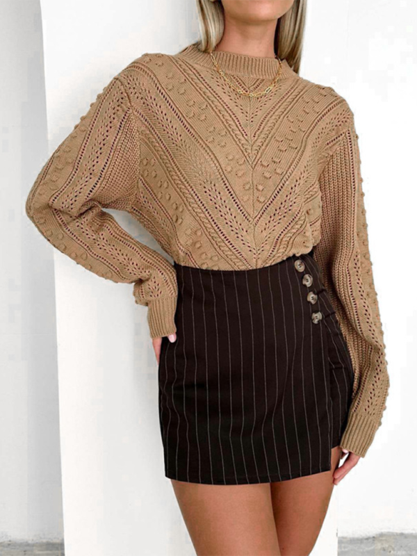 Sweaters- Women's Textured Fall Cable Knit Sweater- - IndioGear.com