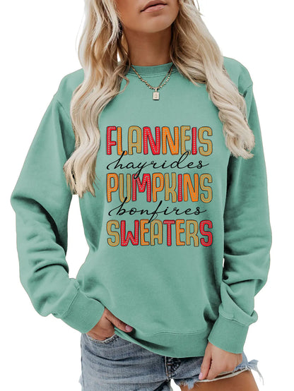 Sweatshirts- Autumn Graphic Crewneck Sweatshirt- Turquoise- IndioGear.com