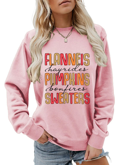 Sweatshirts- Autumn Graphic Crewneck Sweatshirt- Pink- IndioGear.com