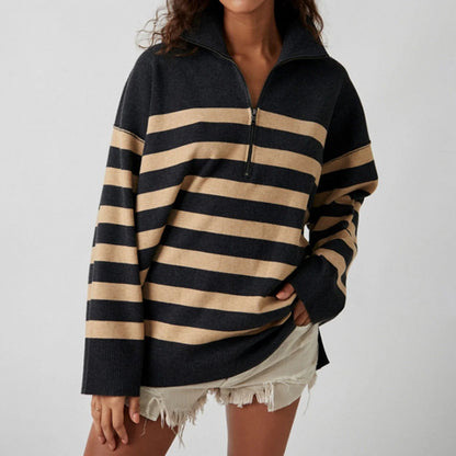 Sweatshirts- Bold Contrasting Stripe Half-Zip Pullover- Pattern6- IndioGear.com