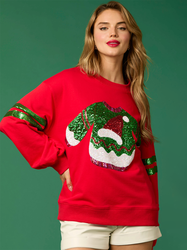 Sweatshirts- Christmas Elf Sparkle Sweatshirt for Women- - IndioGear Women Clothing