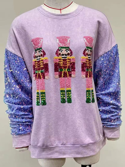 Sweatshirts- Festive Sequin Sweatshirt December Fashion Sweater- - IndioGear Women Clothing