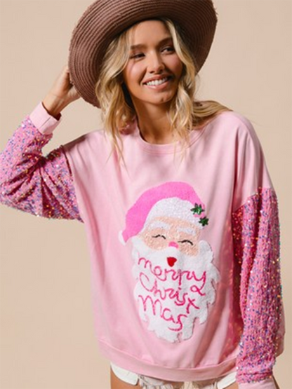 Sweatshirts- Festive Sequin Sweatshirt December Fashion Sweater- Pattern2- IndioGear Women Clothing