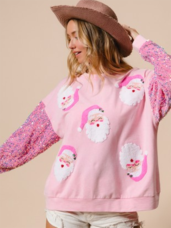 Sweatshirts- Festive Sequin Sweatshirt December Fashion Sweater- - IndioGear Women Clothing