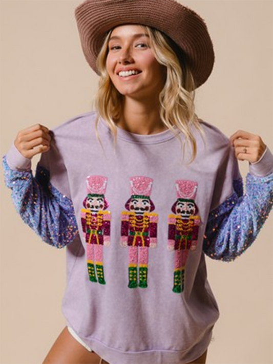 Sweatshirts- Festive Sequin Sweatshirt December Fashion Sweater- Pattern1- IndioGear Women Clothing