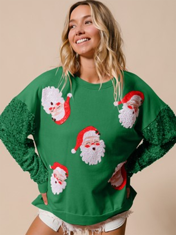 Sweatshirts- Festive Sequin Sweatshirt December Fashion Sweater- Pattern5- IndioGear Women Clothing