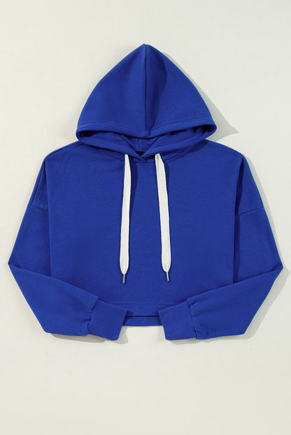 Sweatshirts & Hoodies- Cropped Hoodie with Drawstring Style- - IndioGear Women Clothing