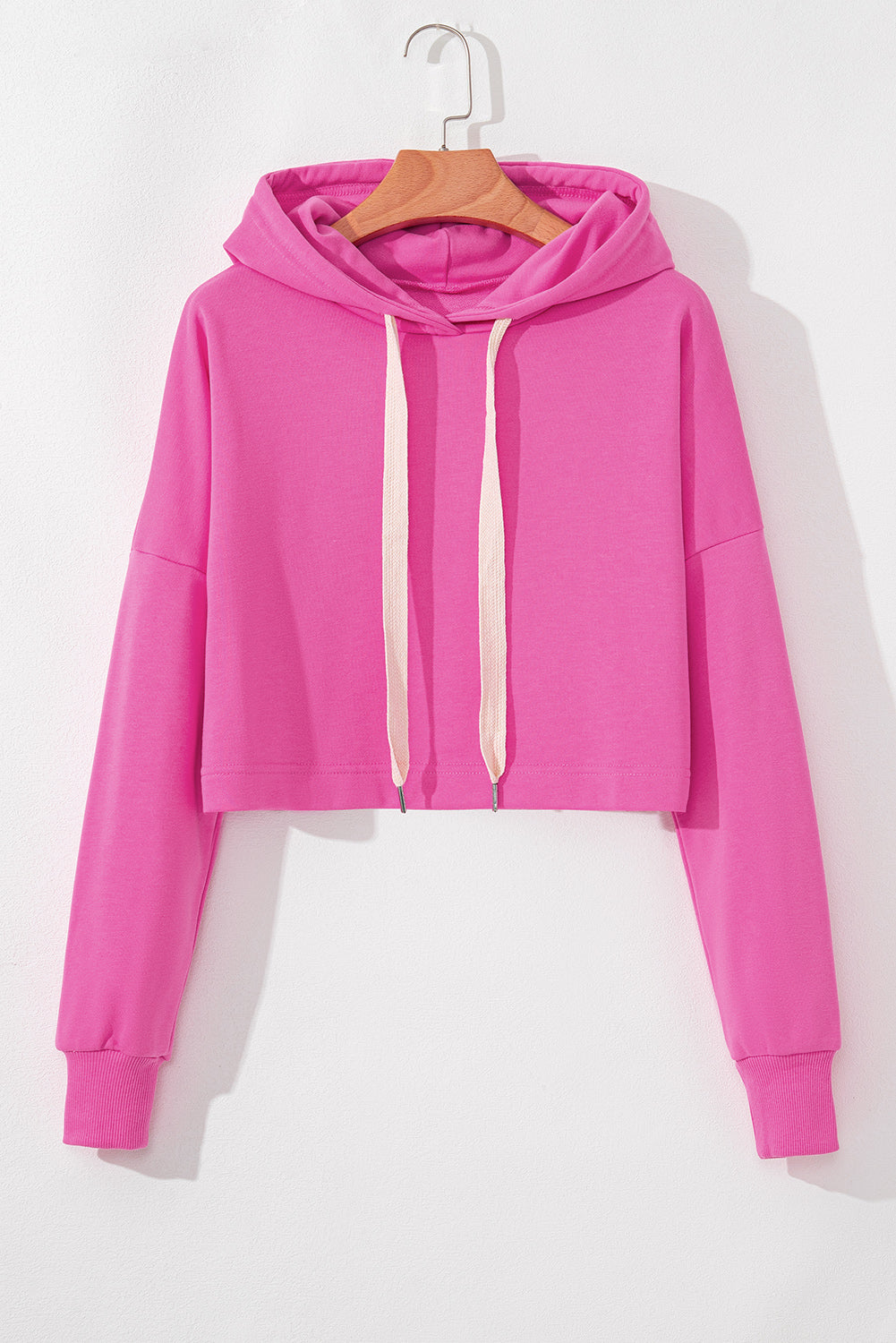 Sweatshirts & Hoodies- Cropped Hoodie with Drawstring Style- - IndioGear Women Clothing