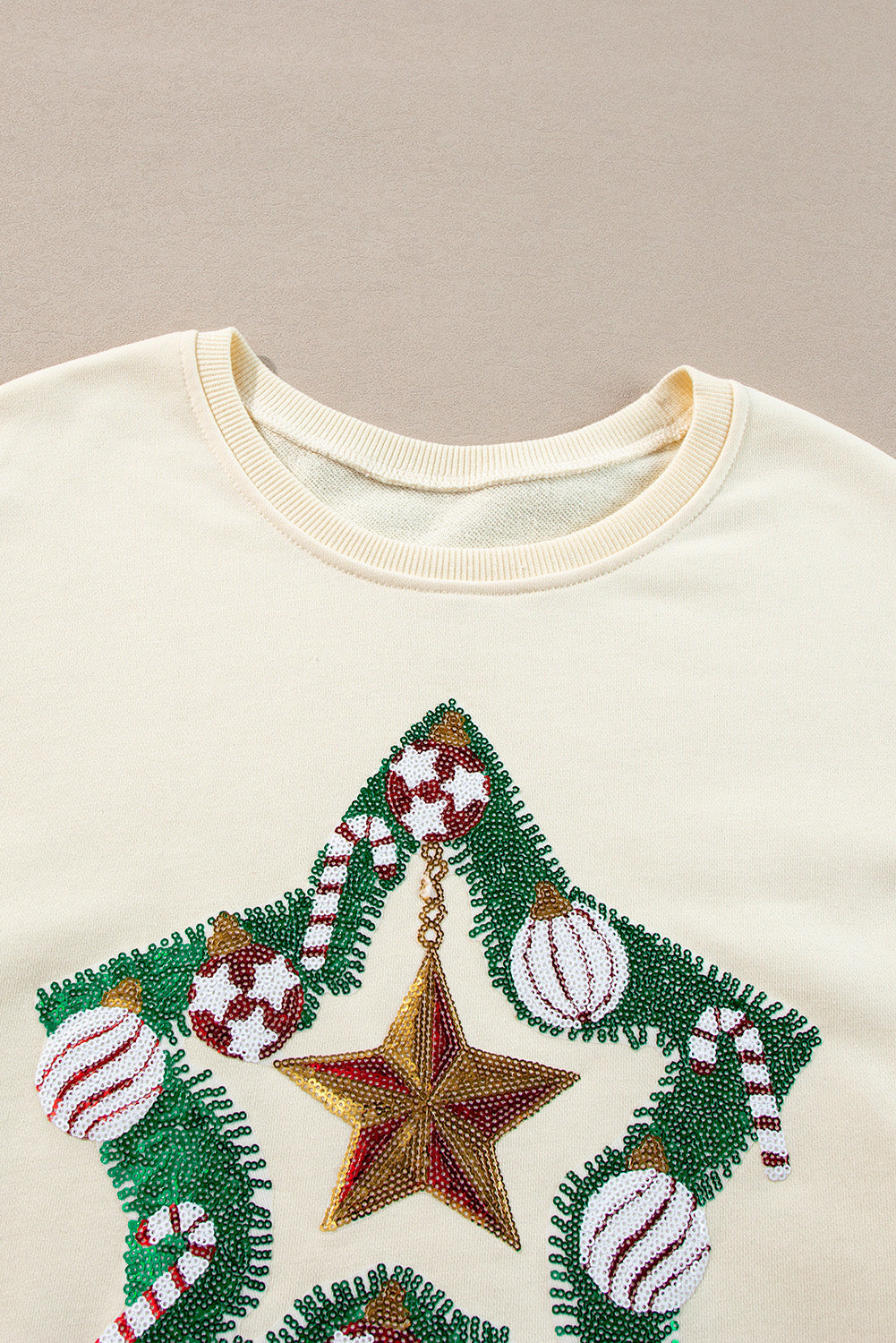 Sweatshirts & Hoodies- Festive Tinsel Star Colorblock Christmas Sweatshirt- - IndioGear Women Clothing