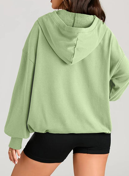 Sweatshirts & Hoodies- Kangaroo Pouch Half Zip up Women Hoodie- - IndioGear.com