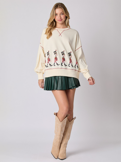 Sweatshirts- Sequin Soldier Christmas Sweater Holiday Sweatshirt- - IndioGear Women Clothing