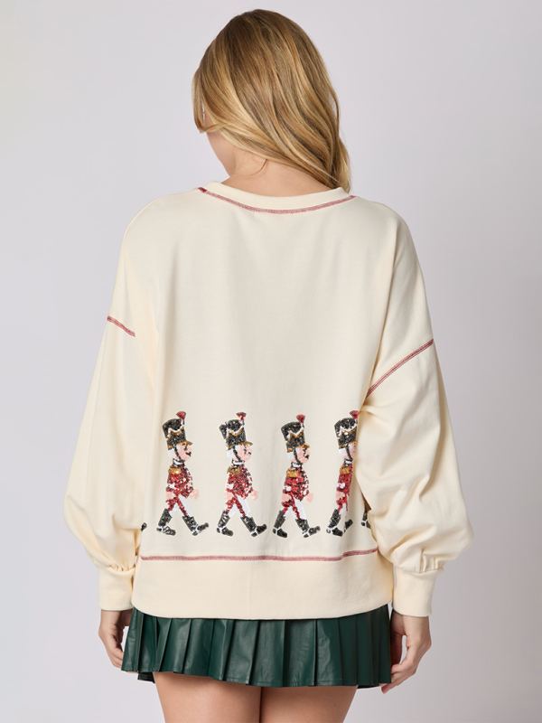 Sweatshirts- Sequin Soldier Christmas Sweater Holiday Sweatshirt- - IndioGear Women Clothing