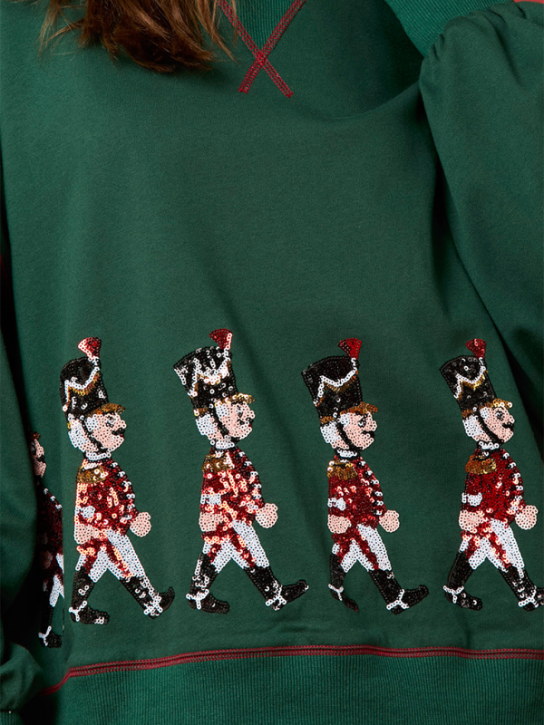 Sweatshirts- Sequin Soldier Christmas Sweater Holiday Sweatshirt- - IndioGear Women Clothing