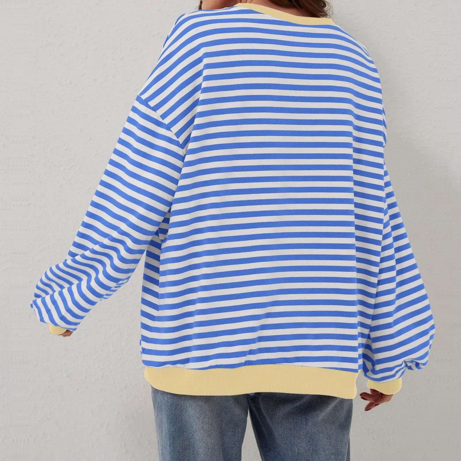 Sweatshirts- Women's Sporty Striped Drop Shoulder Sweatshirt- - IndioGear.com