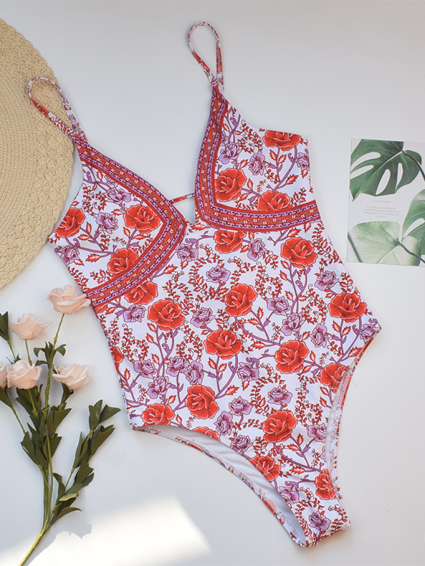 Swimsuits- Women Floral One-Piece Swimwear for Summer Adventures- - IndioGear.com