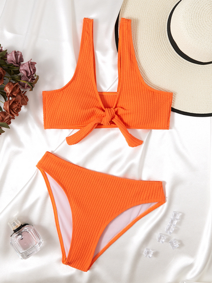 Swimsuits- Women's 2 Piece Mid-Waist Bikini Set for Beach Vacations- - IndioGear.com