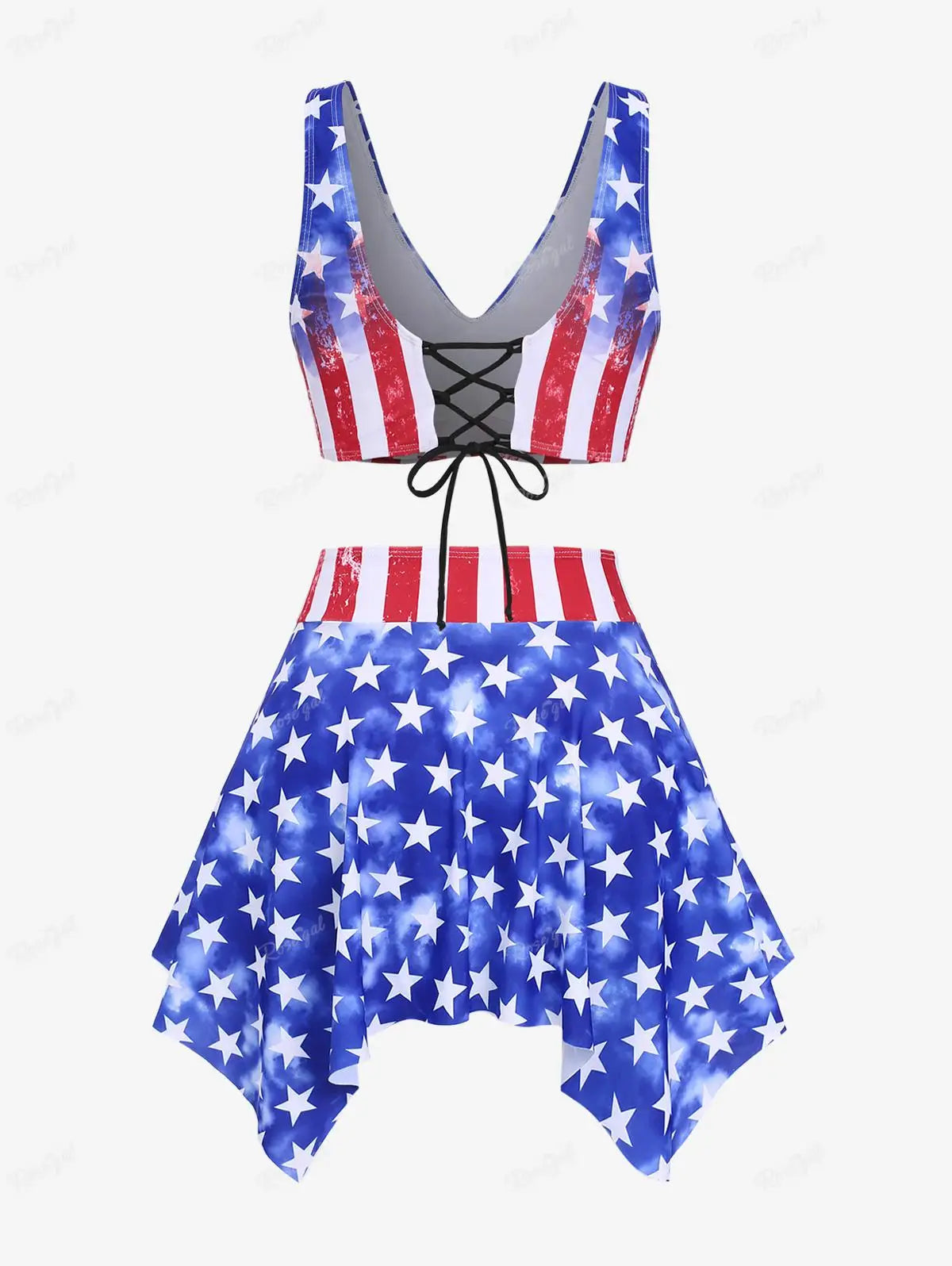 Swimwear- American Dream Swimwear 3-Piece Tankini for National Holidays & Beach Days- - IndioGear Fashion and Gear