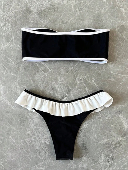 Swimwear- Minimalist’s Dream Ruffle Bandeau Bikini- - IndioGear