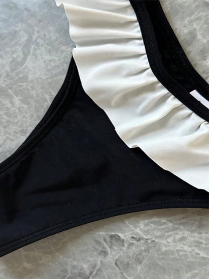 Swimwear- Minimalist’s Dream Ruffle Bandeau Bikini- - IndioGear