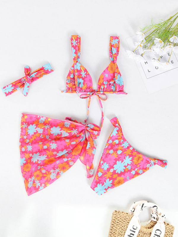 Swimwear- Beachwear Collection 4-Piece Bikini Set with Cover-Up & Headband- - IndioGear.com