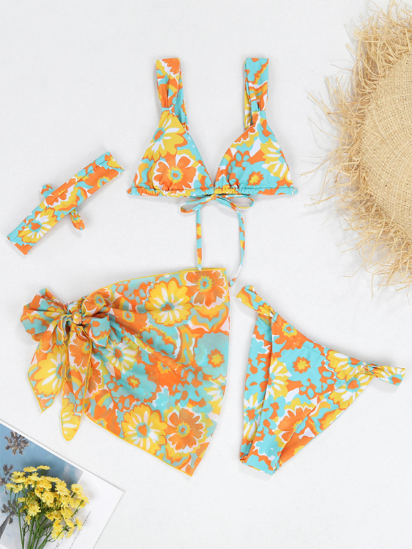 Swimwear- Beachwear Collection 4-Piece Bikini Set with Cover-Up & Headband- - IndioGear.com