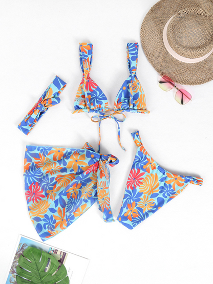 Swimwear- Beachwear Collection 4-Piece Bikini Set with Cover-Up & Headband- - IndioGear.com