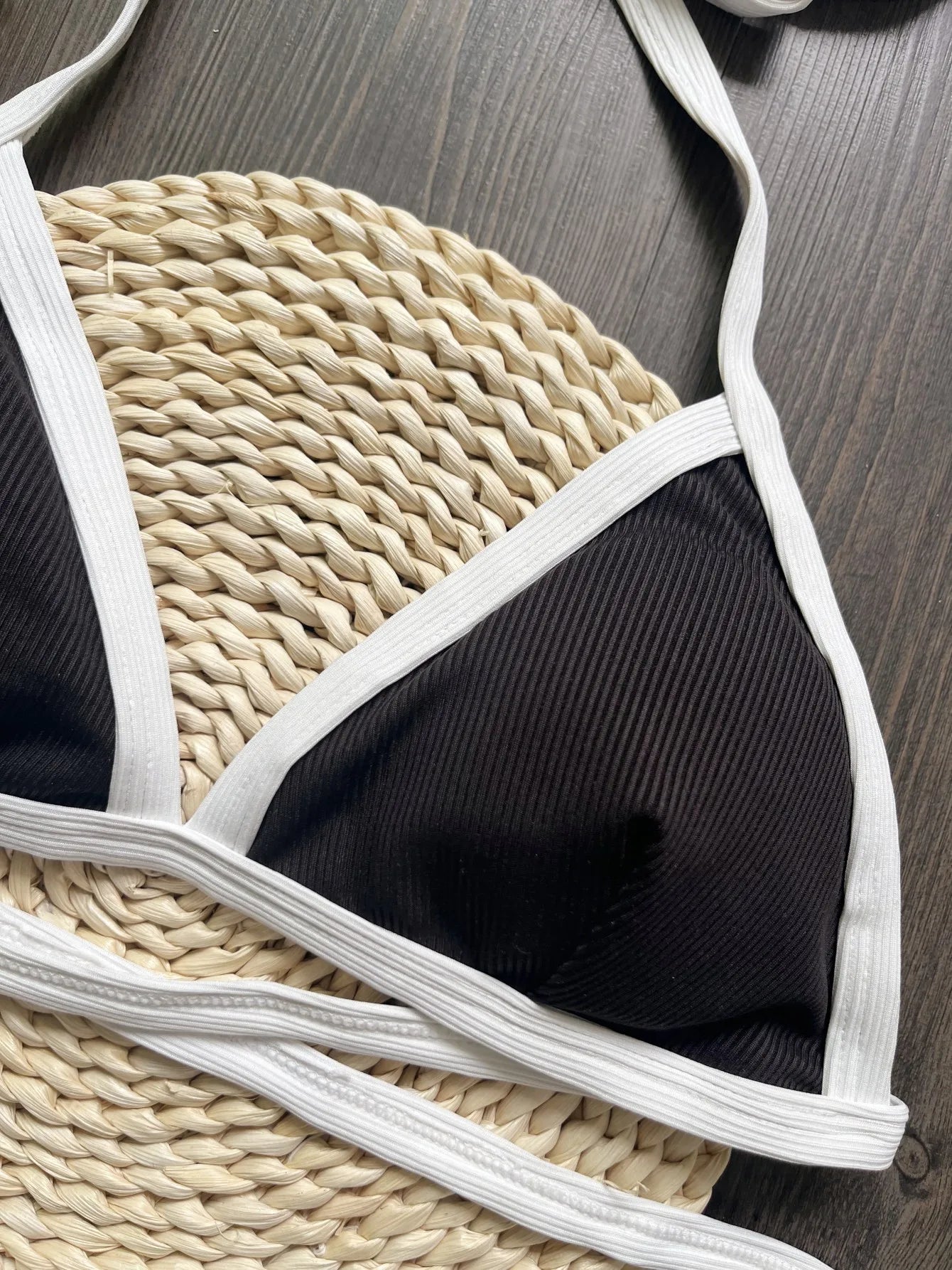 Swimwear- Triangle Bikini Set in Black & White - Ideal for Summer- - IndioGear.com