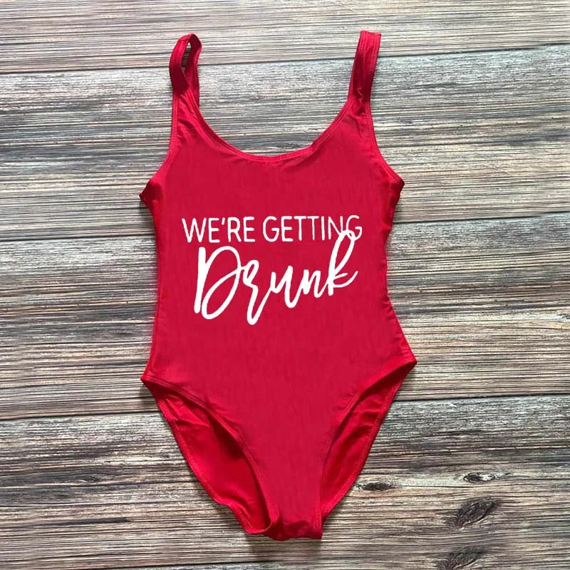 Swimwear- Bridal Squad Getting Married Print One-Piece Swimwear for Brides"- - IndioGear Fashion and Gear