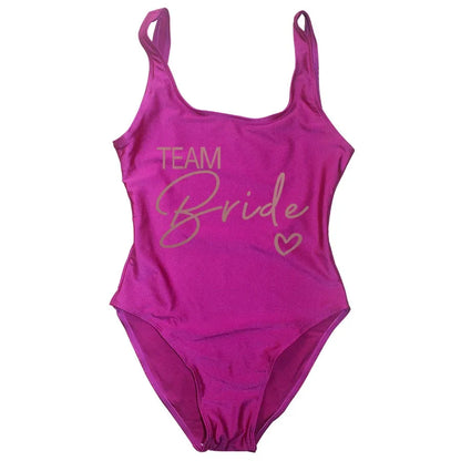 Swimwear- Bride Squad Women's Team Bride Print Swimwear- - IndioGear Fashion and Gear