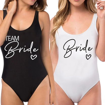 Swimwear- Bride Squad Women's Team Bride Print Swimwear- - IndioGear Fashion and Gear