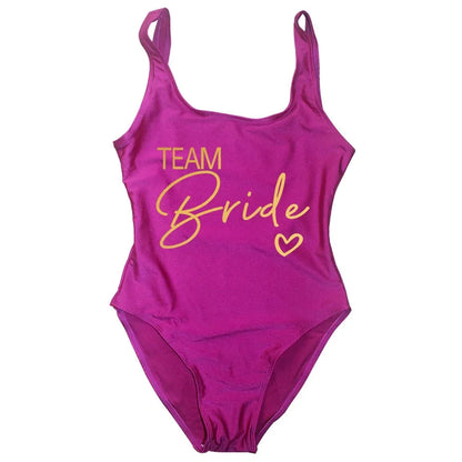 Swimwear- Bride Squad Women's Team Bride Print Swimwear- - IndioGear Fashion and Gear