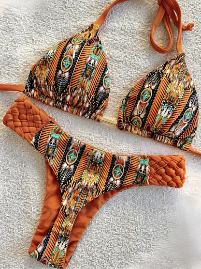 Swimwear- Exotic Two-Piece Swimwear Braided Boho Bikinis- - IndioGear